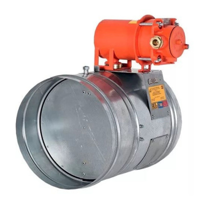 Противопожарный клапан взрывобезопасный круглого сечения с приводом КЛОП-2(60)